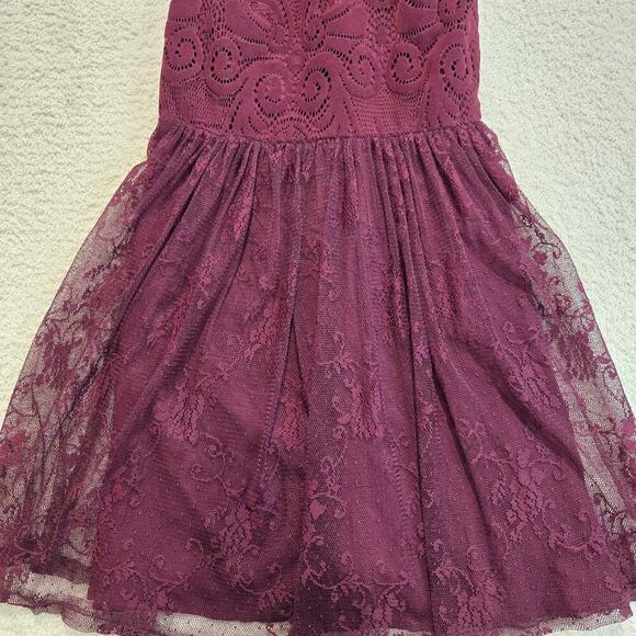 Hollister Burgundy Lace and Velvet Sleeveless Dress Size S Fairygoth - Picture 3 of 11